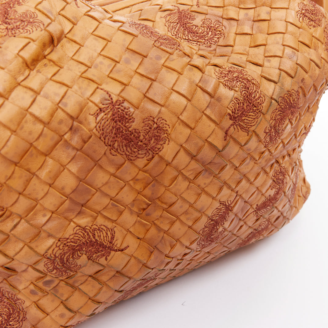 BOTTEGA VENETA 2009 Runway Duette Hobo tan brwn plume Intrecciato woven bag