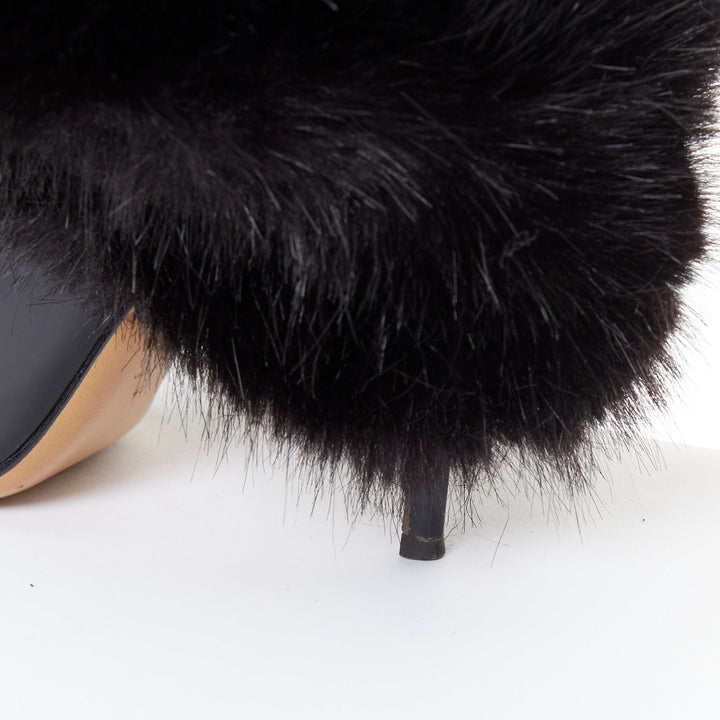 ALEXANDRE VAUTHIER COUTURE 2023 Runway black faux fur tall stiletto boots EU40