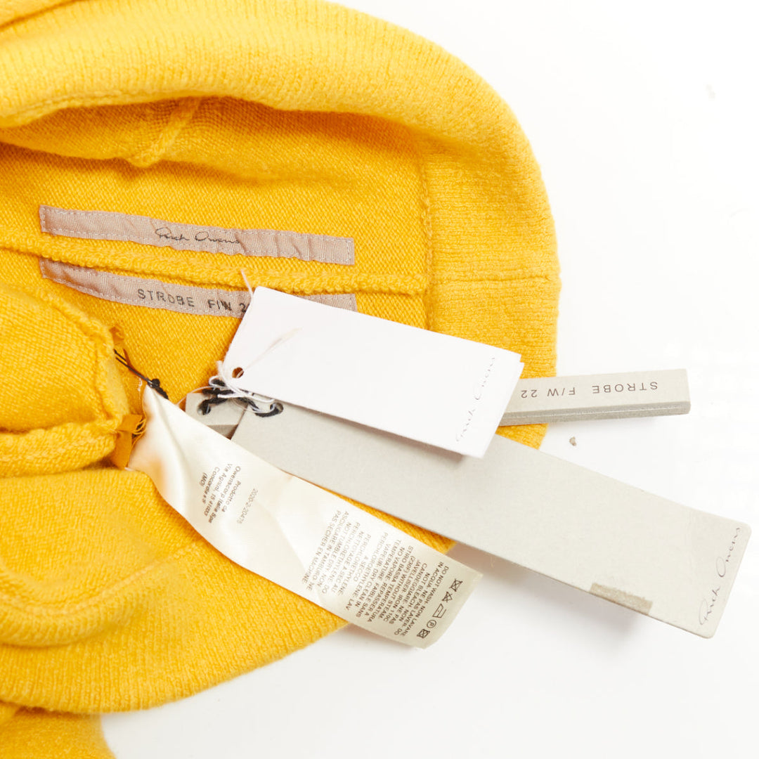 RICK OWENS 2022 Strobe mustard yellow cashmere blend panelled knit maxi skirt S