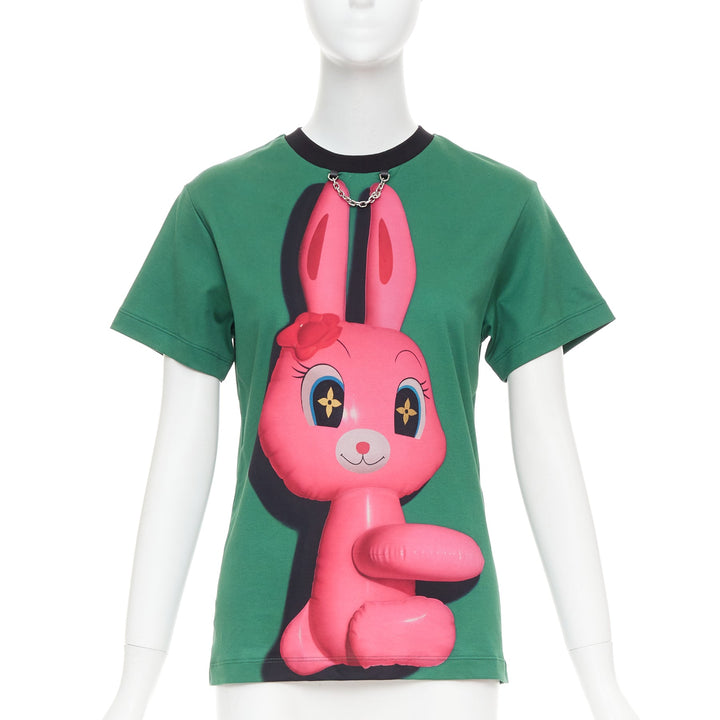 LOUIS VUITTON Sun Yitian 2024 Animogram green balloon rabbit chain tshirt XS