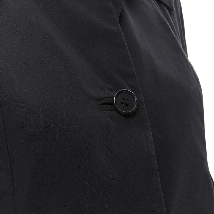 MARNI black polyester box dart layered back flared short trench coat IT38 XS