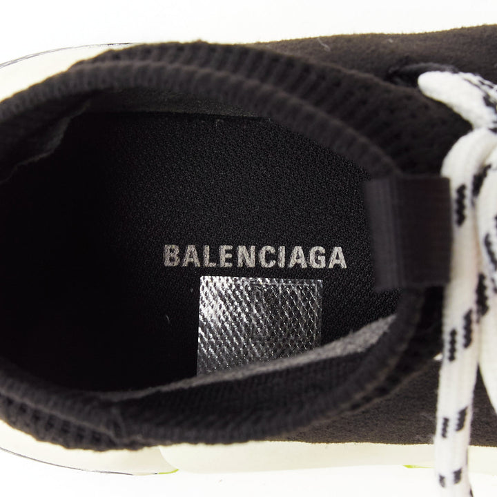 BALENCIAGA Speed black fabric neon yellow sole sock sneakers EU37