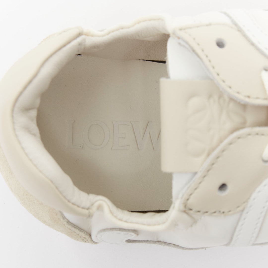 LOEWE Flow Runner white nylon light beige suede classic low top sneaker EU38 US8