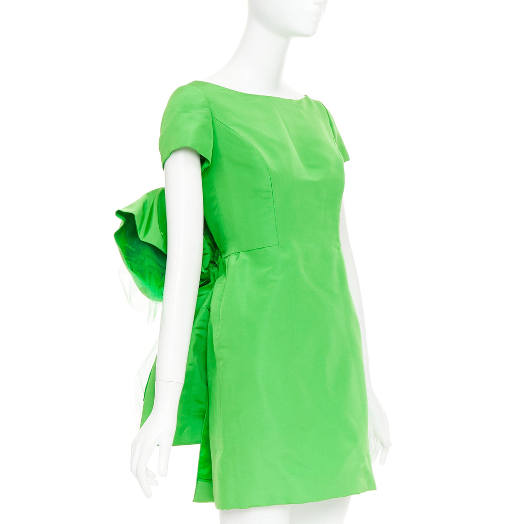 ISAAC MIZRAHI 1990's Vintage green silk tulle giant bow cocktail dress US2 S