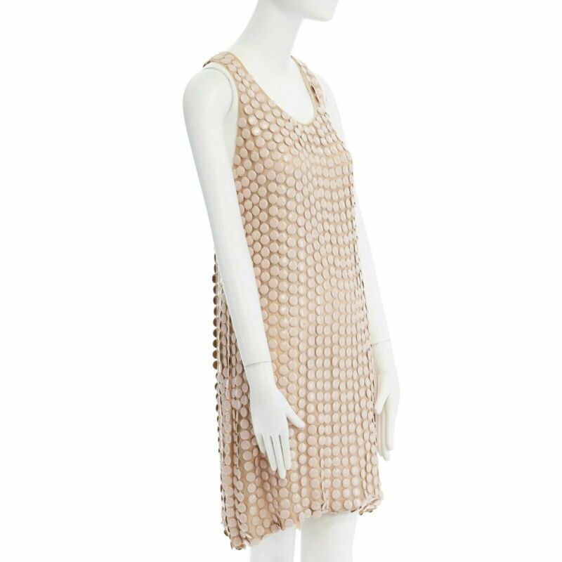 Female mannequin wearing Stella McCartney AD2005 Cream Silk Women Mini Dress in Size IT42 | Available at JHROP