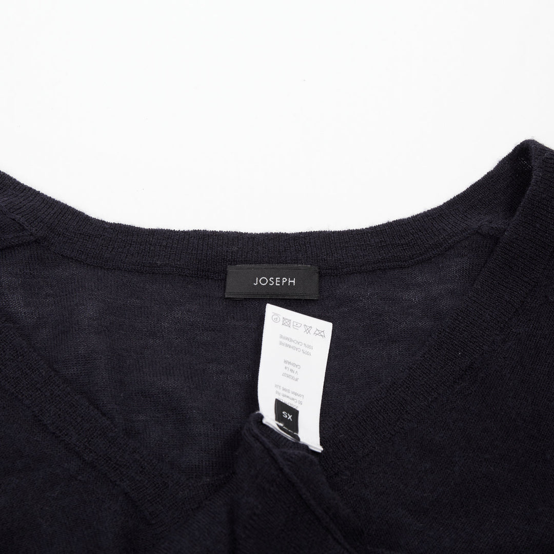 JOSEPH 100% cashmere black semi sheer knit long sleeve vneck casual sweater XS