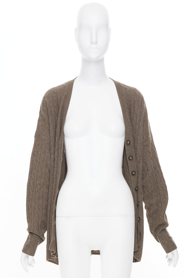 REFORMATION Giusta brown recycled cashmere blend cable knit cardigan sweater XS