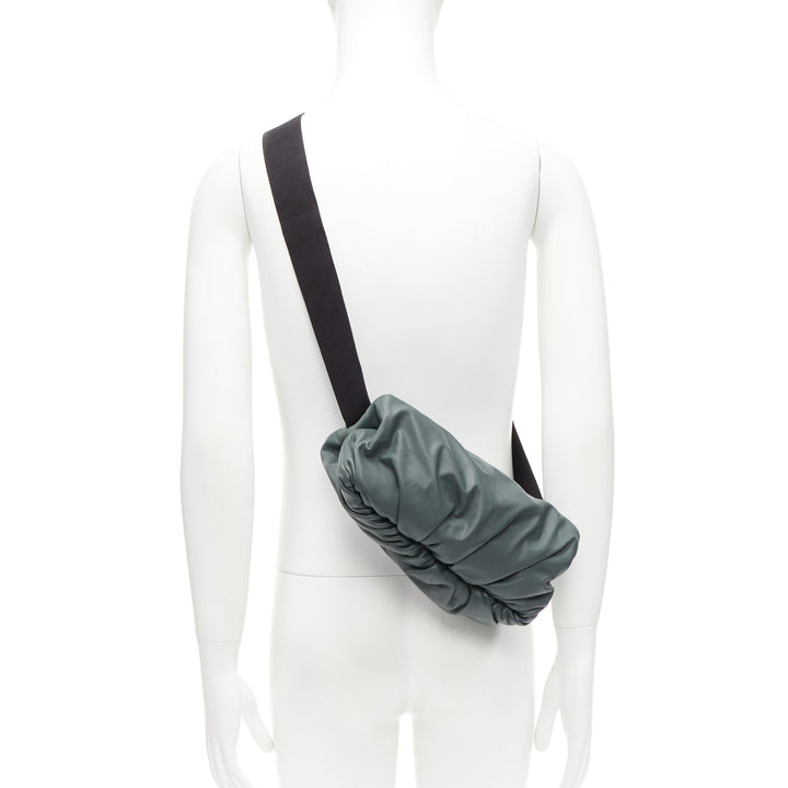 BOTTEGA VENETA The Body pouch grey smooth leather black sport strap waist bag