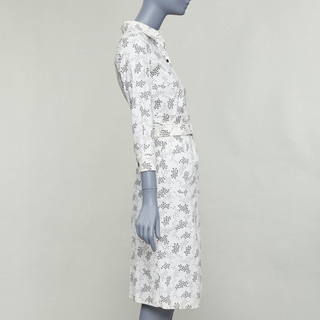 BOTTEGA VENETA cream cotton floral print wrap belted shirt dress IT38 XS