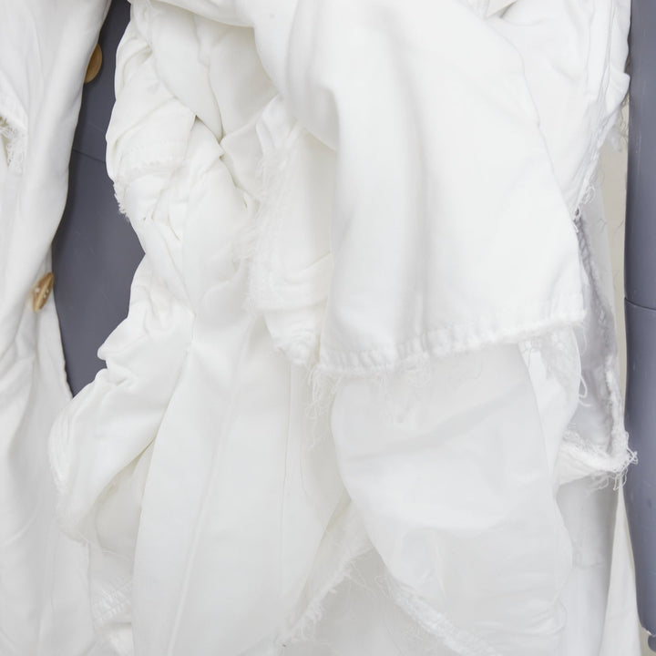 rare COMME DES GARCONS 2019 Runway white frayed cotton knotted bundle jacket XS