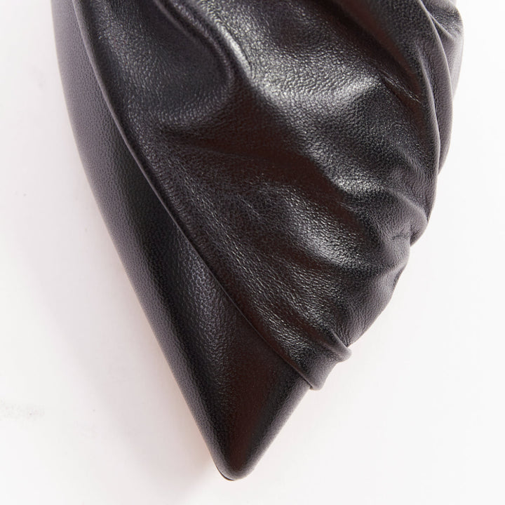 VALENTINO black leather oversized bow point toe kitten pumps EU37