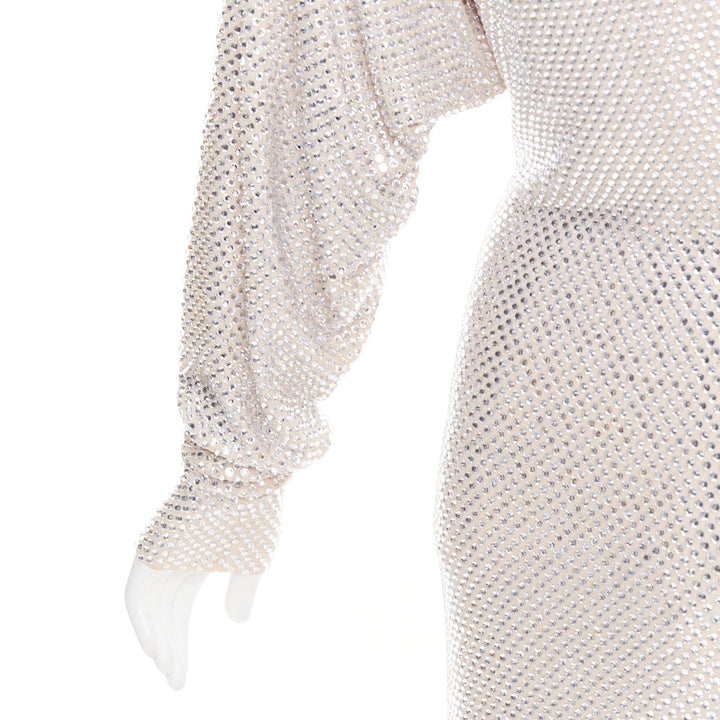 ALEXANDRE VAUTHIER Bridal ivory diamond strass crystal asymmetric batwing gown