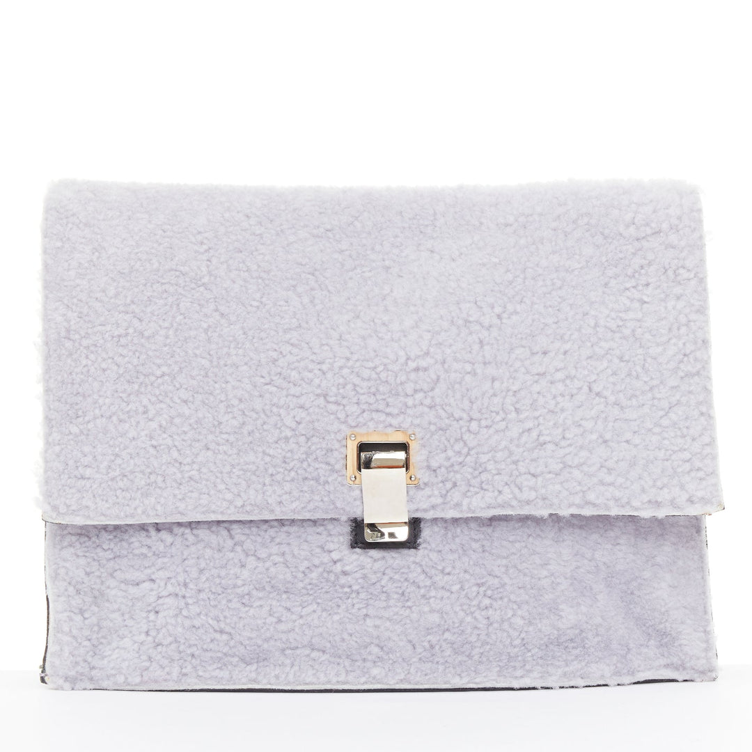 PROENZA SCHOULER 2013 Runway Lunch lilac purple shearling envelop clutch bag