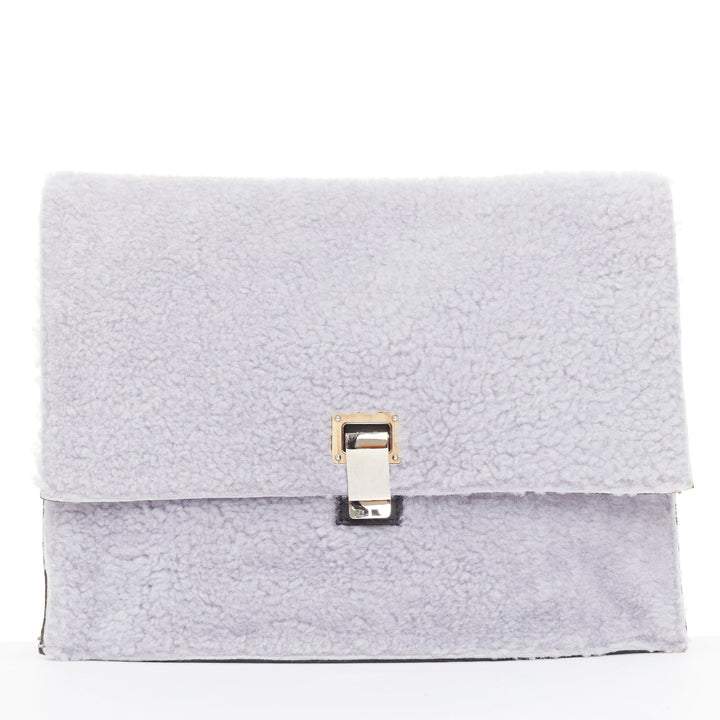 PROENZA SCHOULER 2013 Runway Lunch lilac purple shearling envelop clutch bag