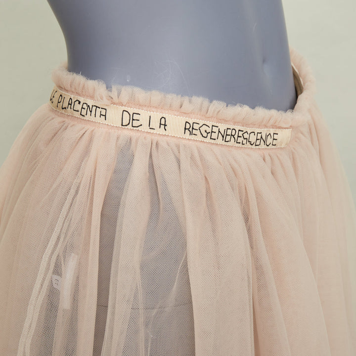 VALENTINO Blush Pink Pleated Layered Mesh Tulle black embroidered skirt IT40 S