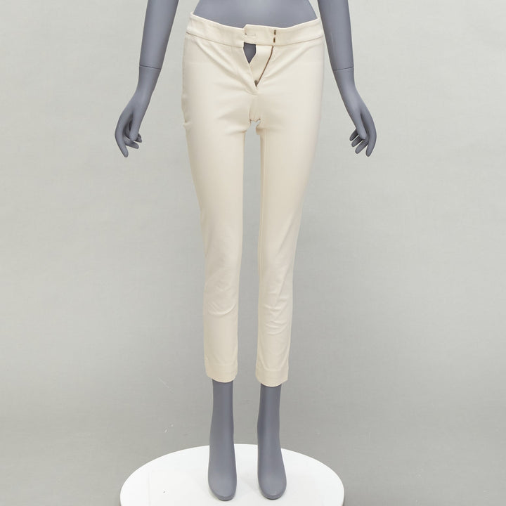 STELLA MCCARTNEY cream cotton blend stretchy cropped skinny pants IT38 XS