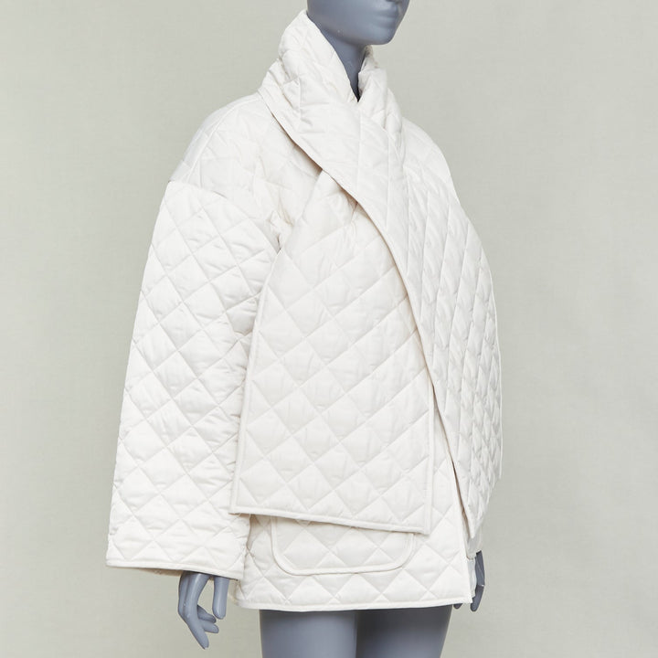 TOTEME Quilted Scarf off white diamond quilt pocketed jacket coat FR32 XXS