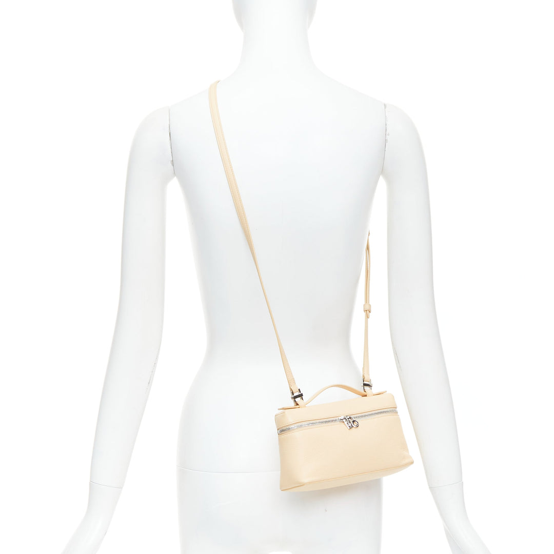 LORO PIANA Extra Pocket L19 beige grained leather pouch crossbody bag