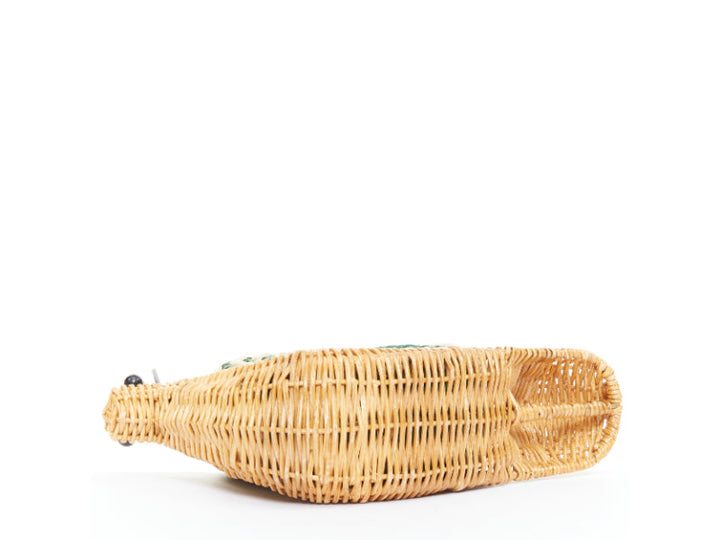 KATE SPADE Spring Forward Wicker Snail green raffia rattan crossbody clutch bag