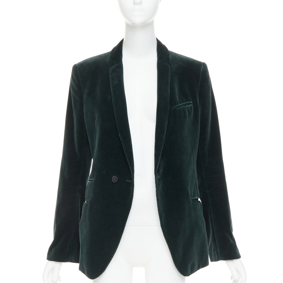 HAIDER ACKERMANN dark green velvet shawl lapel single button blazer FR44 XS
