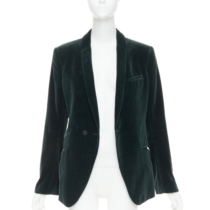 HAIDER ACKERMANN dark green velvet shawl lapel single button blazer FR44 XS