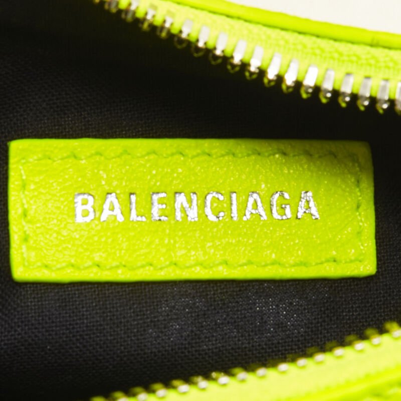 BALENCIAGA DEMNA LE Cagole XS neon yellow silver stud crossbody Motocross bag