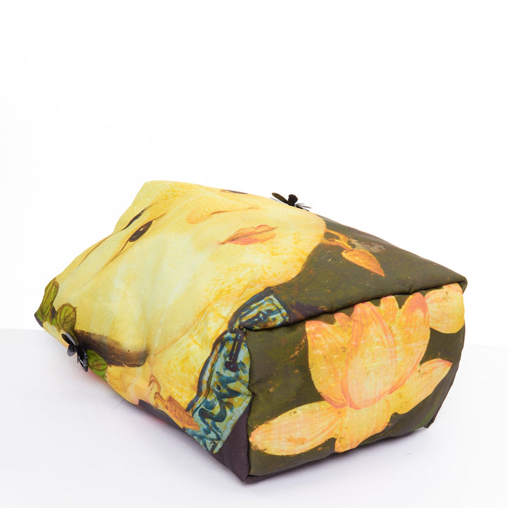 rare SIMONE ROCHA Ming Dynasty Maiden print embellished green nylon tote bag