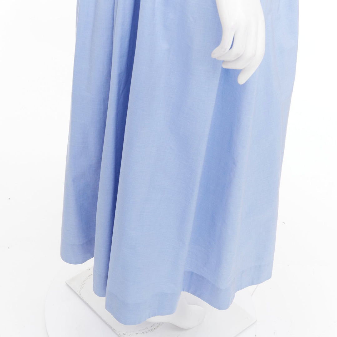 ROSIE ASSOULIN light blue cotton cut out back pleated midi full skirt US0 XS