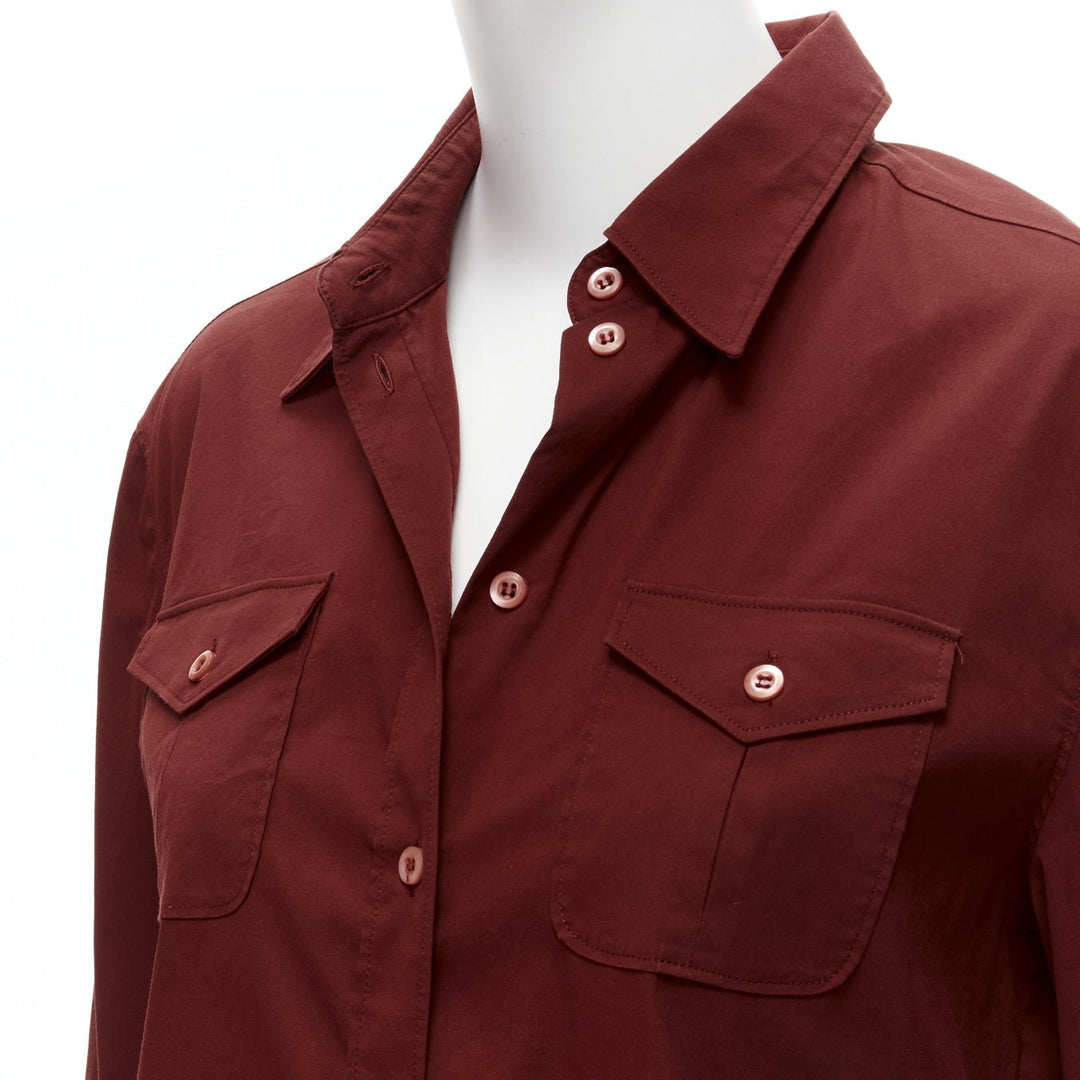 PRADA 1997 Vintage red double flap pocket button front dress shirt IT44 L