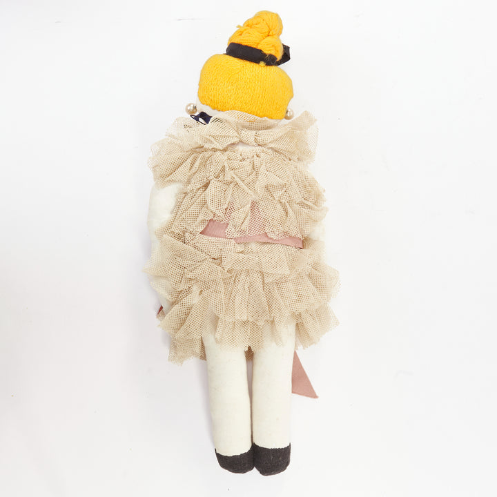 LANVIN 2011 Alber Elbaz Dessine l'Espoir beige mesh ruffle dress fabric doll