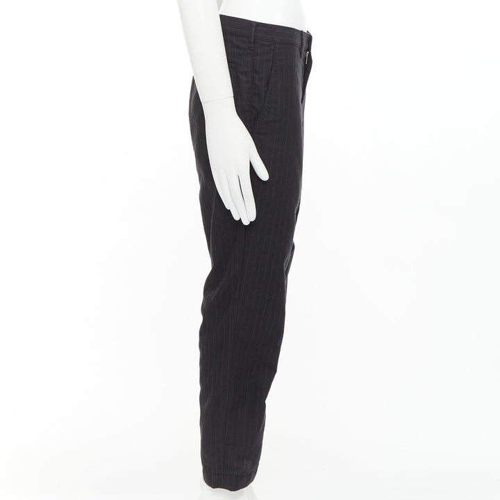 COMME DES GARCONS Homme Deux black wooly pinstripe cropped pants S