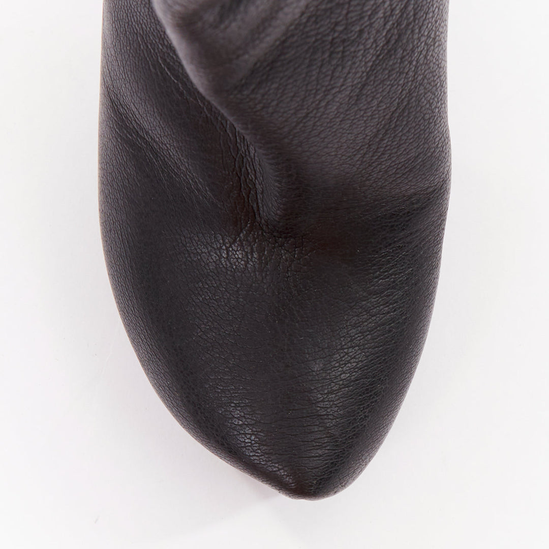 LANVIN AW11 Runway black leather sculpted point toe stiletto ankle boots EU36.5