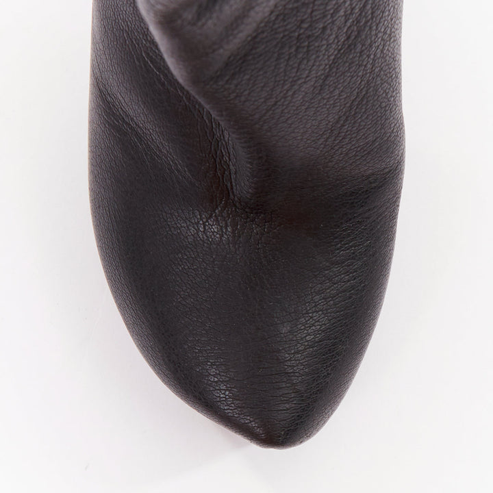 LANVIN AW11 Runway black leather sculpted point toe stiletto ankle boots EU36.5