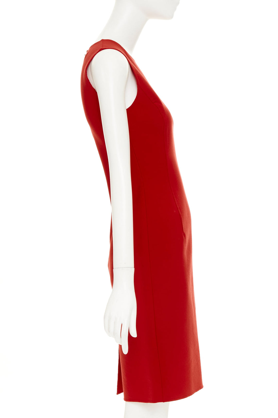 OSCAR DE LA RENTA S18 red virgin wool crepe shift dress US0 XXS