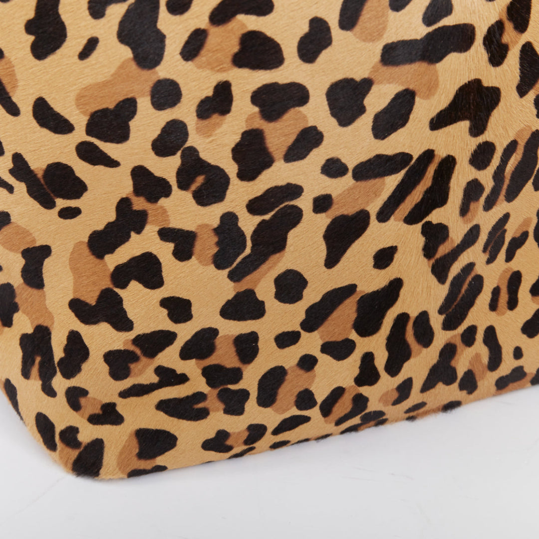 ALAIA 2025 Le Cabas Brun Sepia leopard print calf hair large open top tote bag