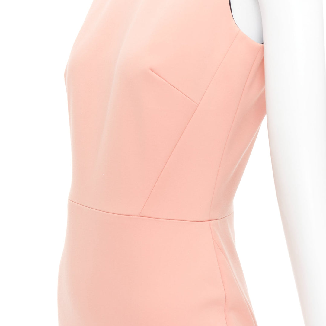 VICTORIA BECKHAM salmon pink cotton blend 2 way zip sheath dress UK10 M