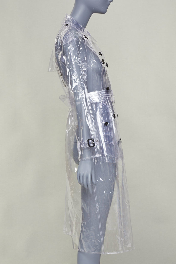 BURBERRY 2018 Runway transparent clear vinyl plastic double breasted trench M