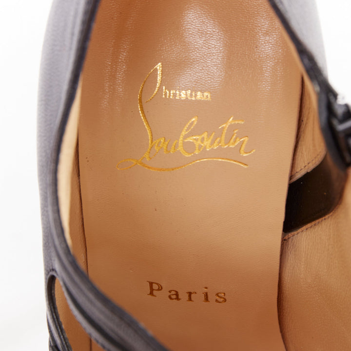 CHRISTIAN LOUBOUTIN Madame Butterfly 150 nappa black bow platform heels EU37.5