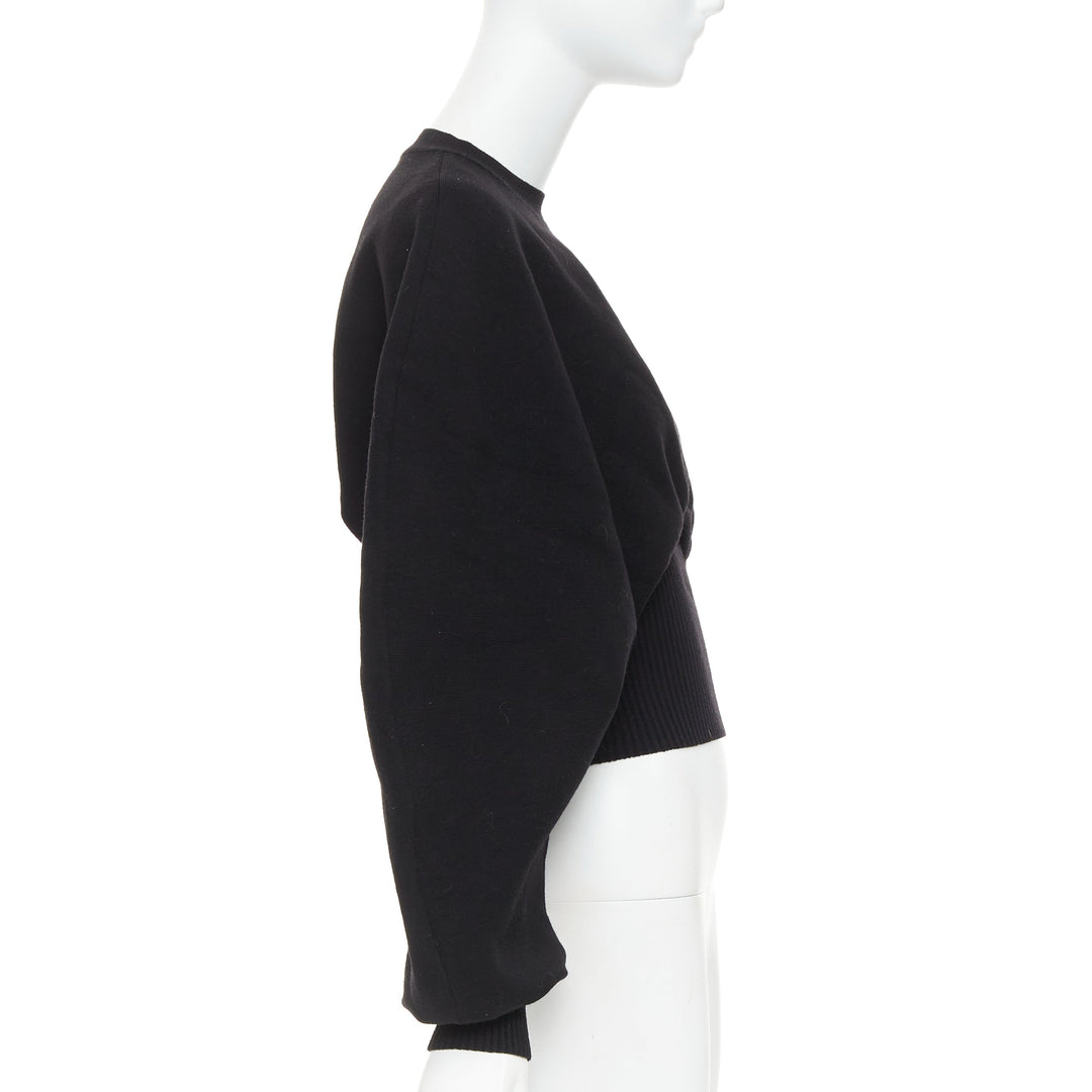 BOTTEGA VENETA Daniel Lee black wool sculptural rounded sleeves crop sweater XS