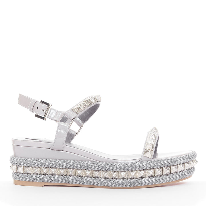 CHRISTIAN LOUBOUTIN Pyraclou 60 mauve patent spikes platform wedges EU38