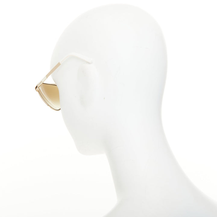 GUCCI 2008 Vintage GG 1827/S white enamel bar gold aviator sunglasses shades