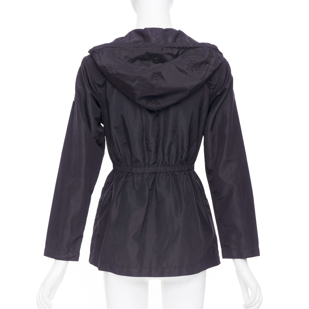 PRADA 2021 Re Nylon navy drawstring hooded zip up utility jacket IT40 S