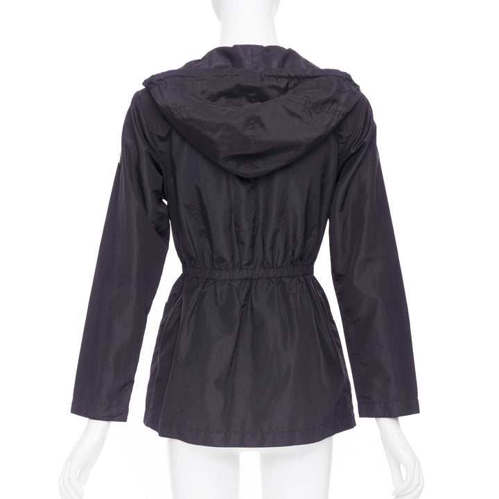 PRADA 2021 Re Nylon navy drawstring hooded zip up utility jacket IT40 S
