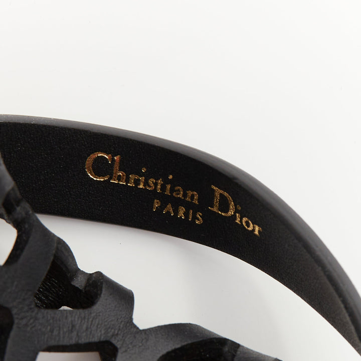 CHRISTIAN DIOR 2020 Runway D-Trap black laser cut fishnet leather corset belt M