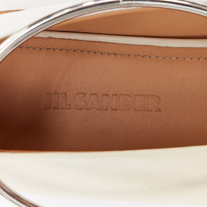 JIL SANDER beige white two tone leather ankle ring ballet flats EU35