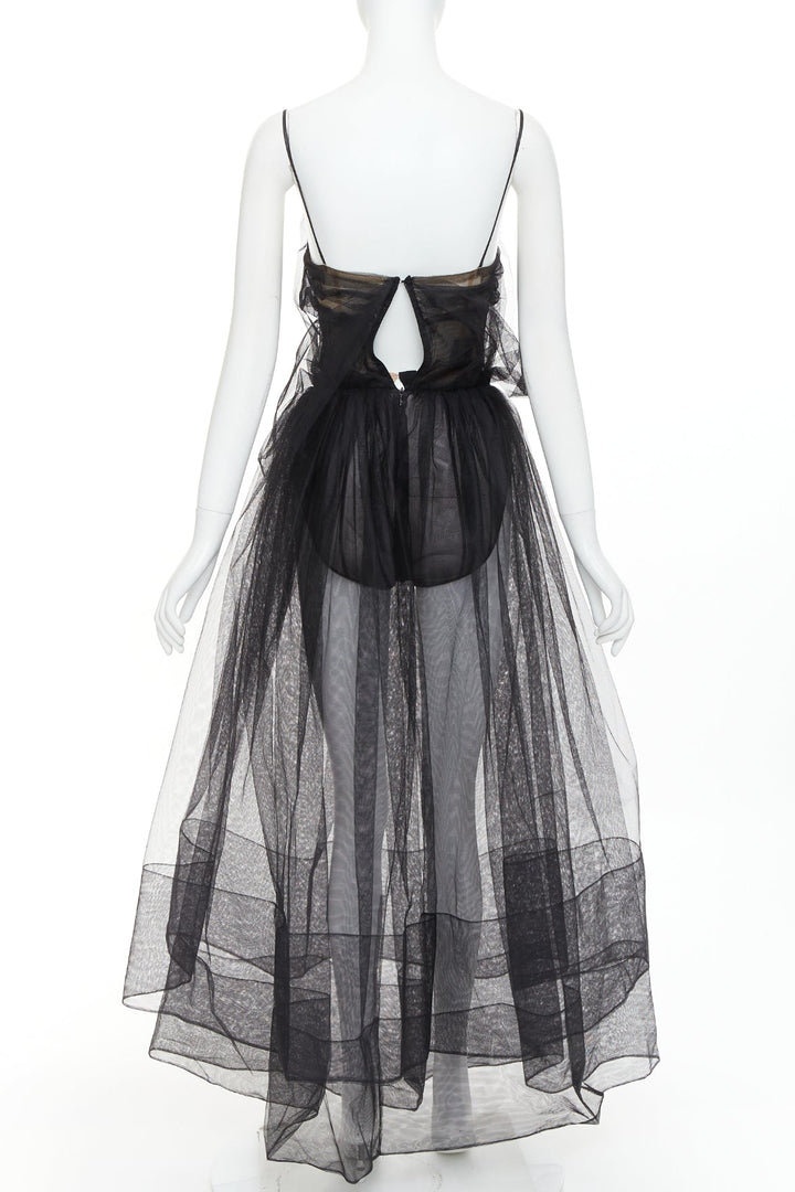 rare ALEXANDRE VAUTHIER COUTURE AW2017 Runway black sheer tulle flared dress