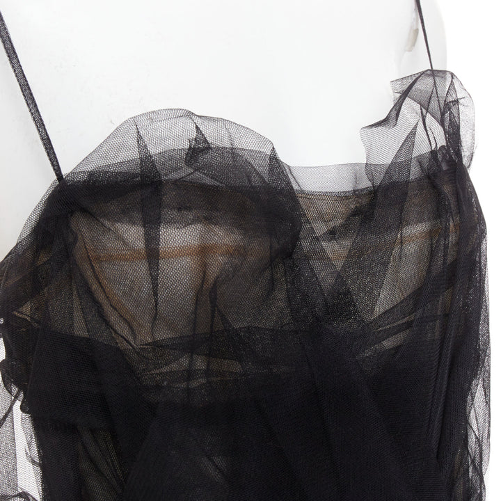rare ALEXANDRE VAUTHIER COUTURE AW2017 Runway black sheer tulle flared dress