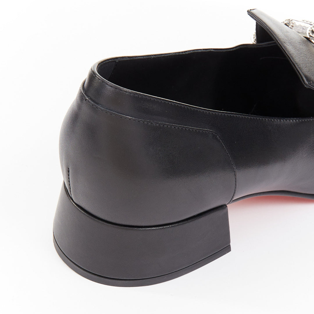 CHRISTIAN LOUBOUTIN Aiguilou 30 black calf leather strass spike loafer EU44 US11