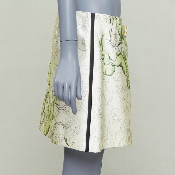PRADA 2018 Runway James Jean Fairy print rubber tab wrap skirt IT42 M