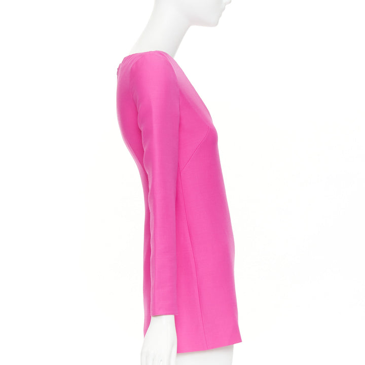 VALENTINO 2022 pp pink virgin wool silk wired scoop neckline shift dress IT36 XS